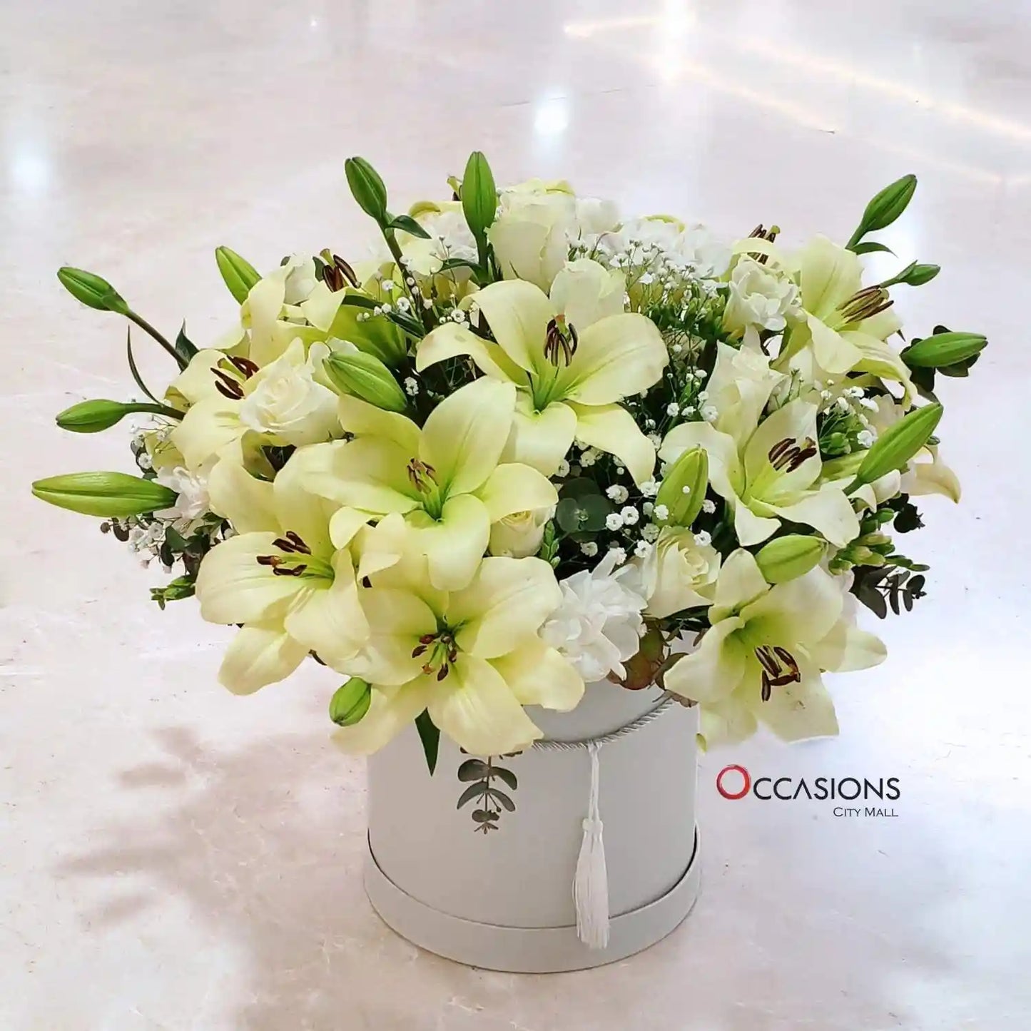 Elegant Lily Cylinder Arrangement