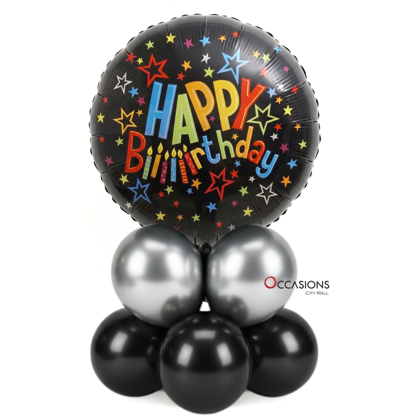 Happy Birthday Colored Stars Balloon Centerpiece