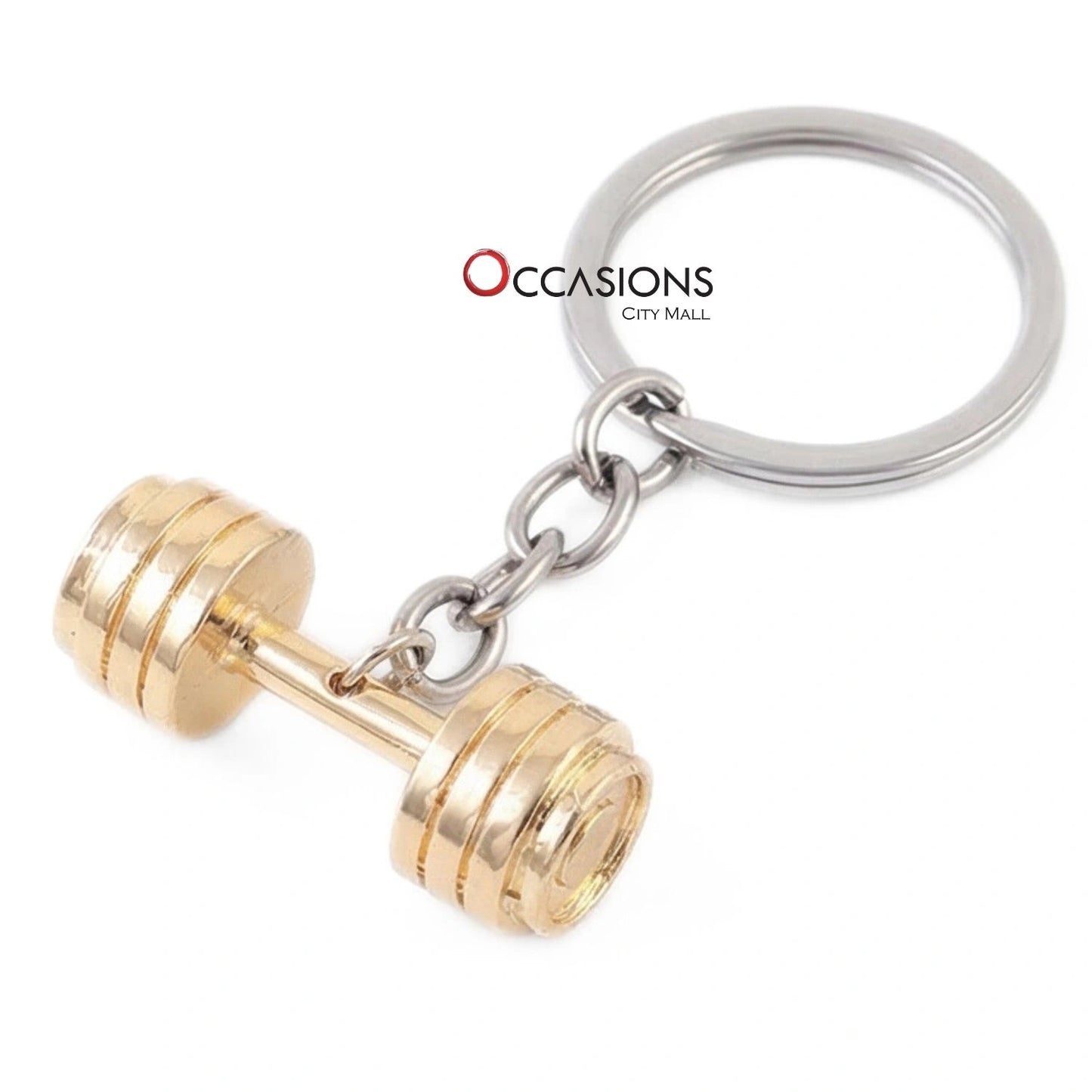 Gold Dumbbell Keychain