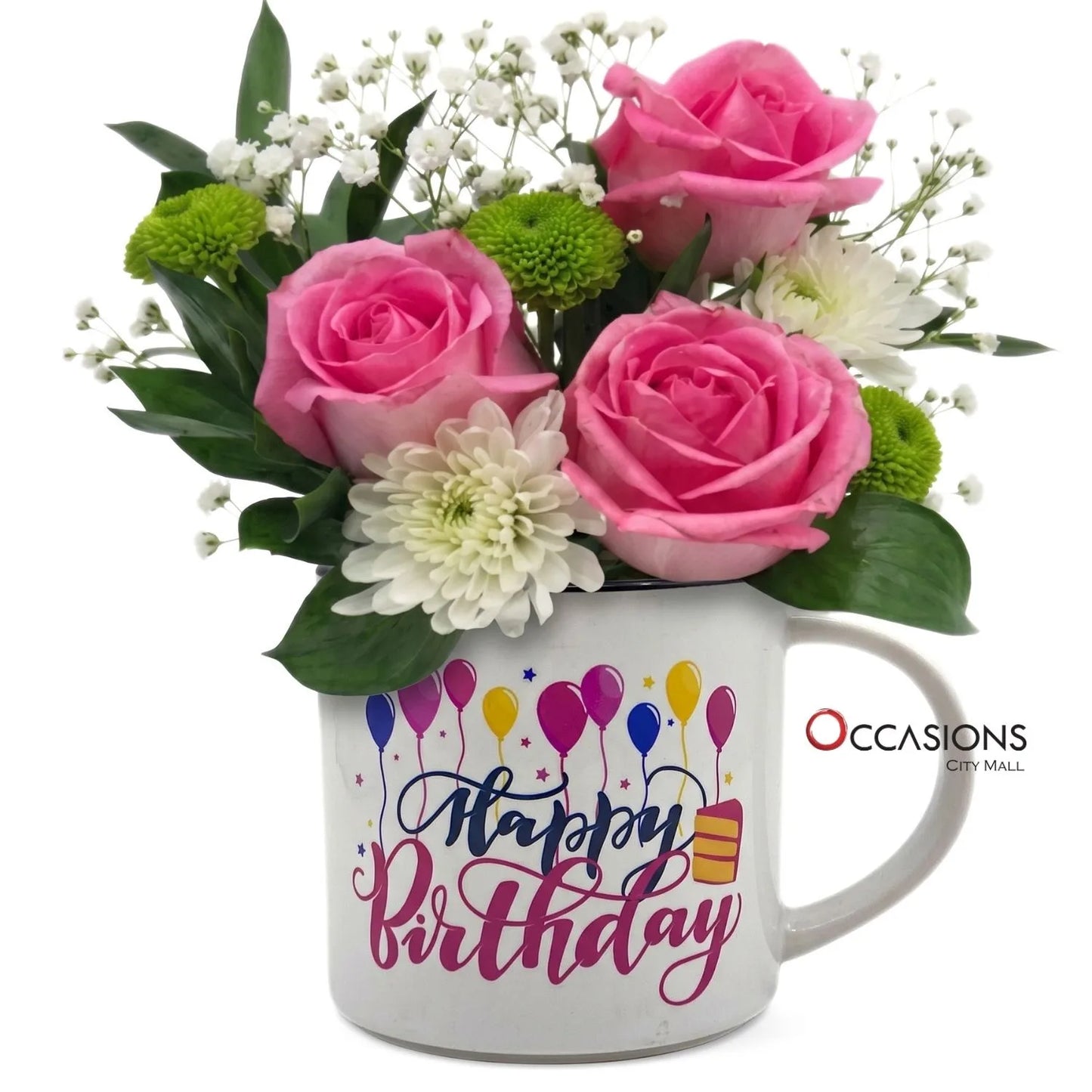 Happy Birthday Balloons Roses Mug