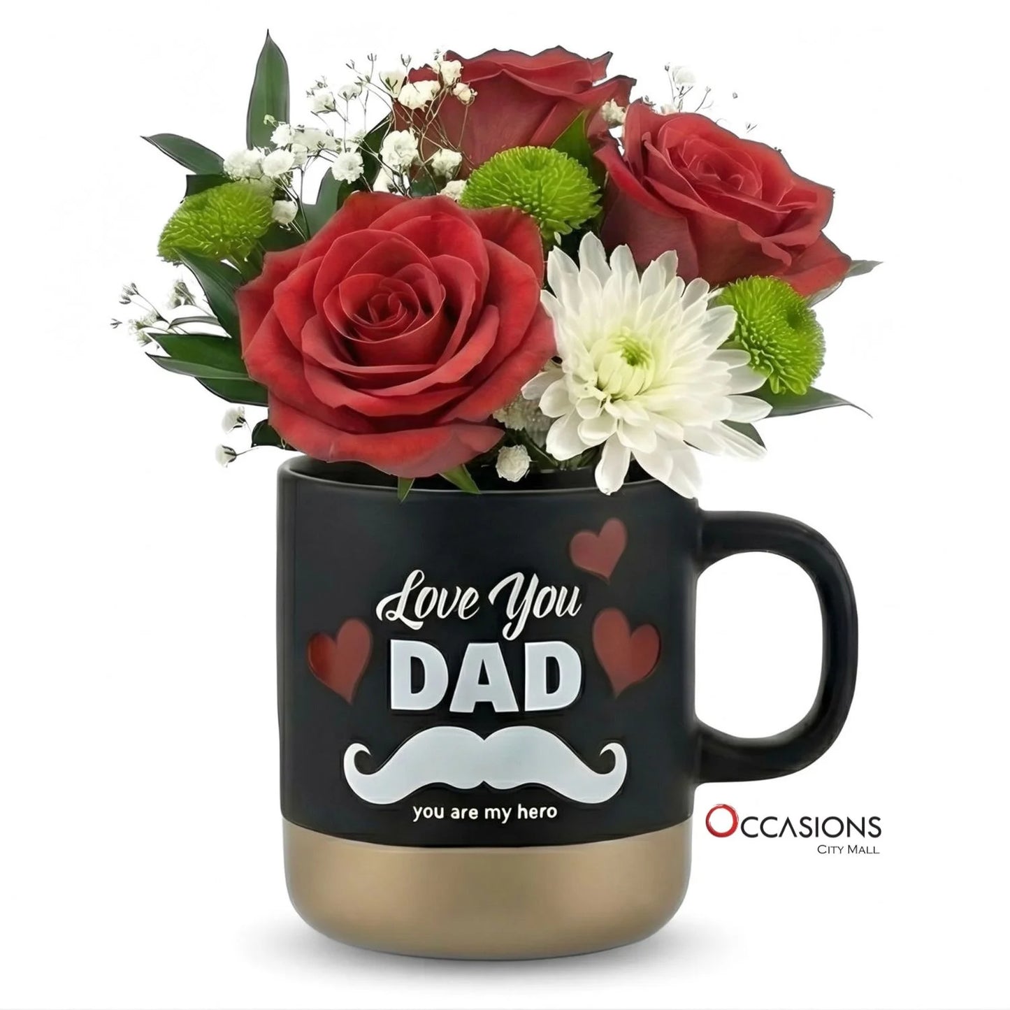 Love Dad Mustache Flowers Mug