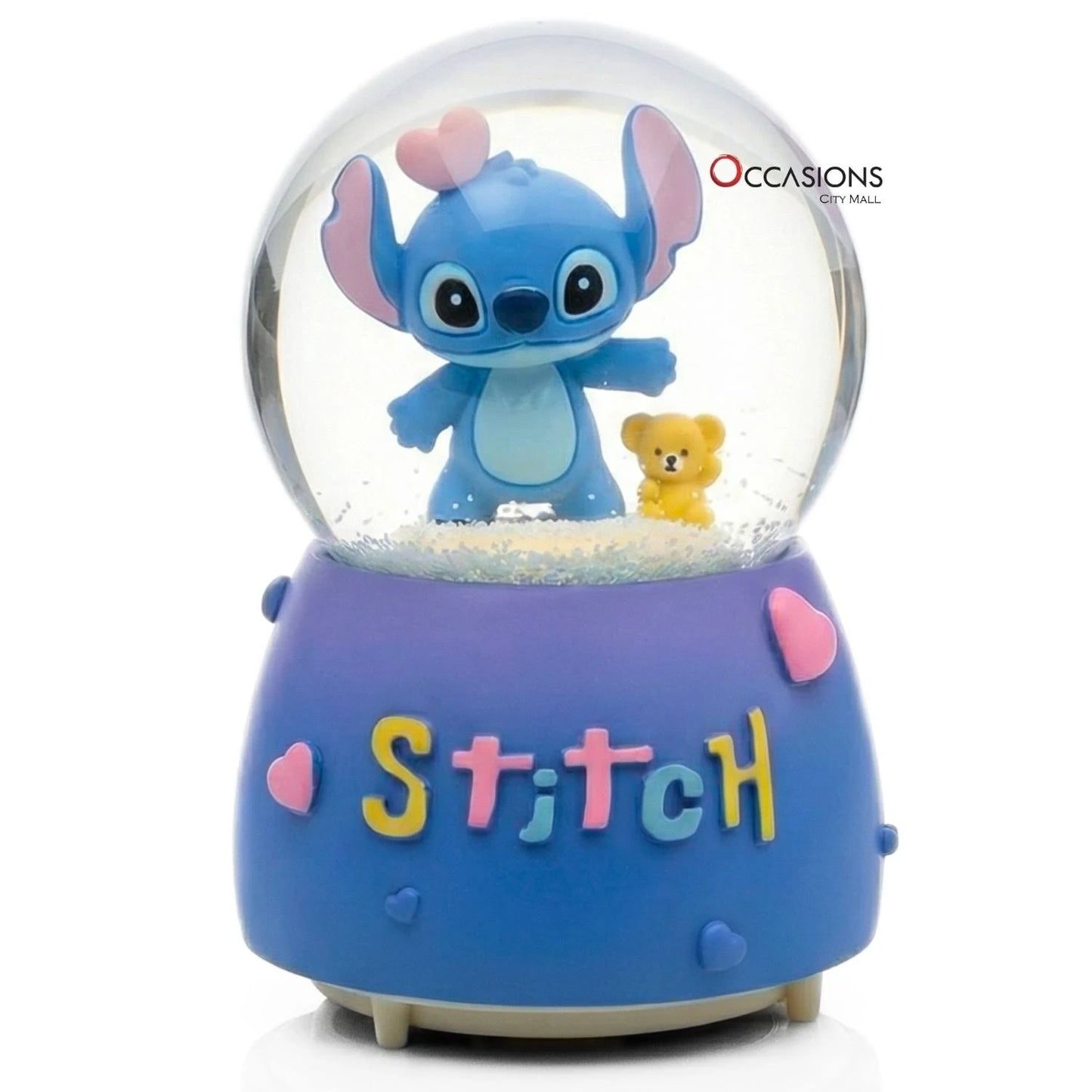 Stitch with Teddy Snow Globe - Blue (H:16cm) - With Light