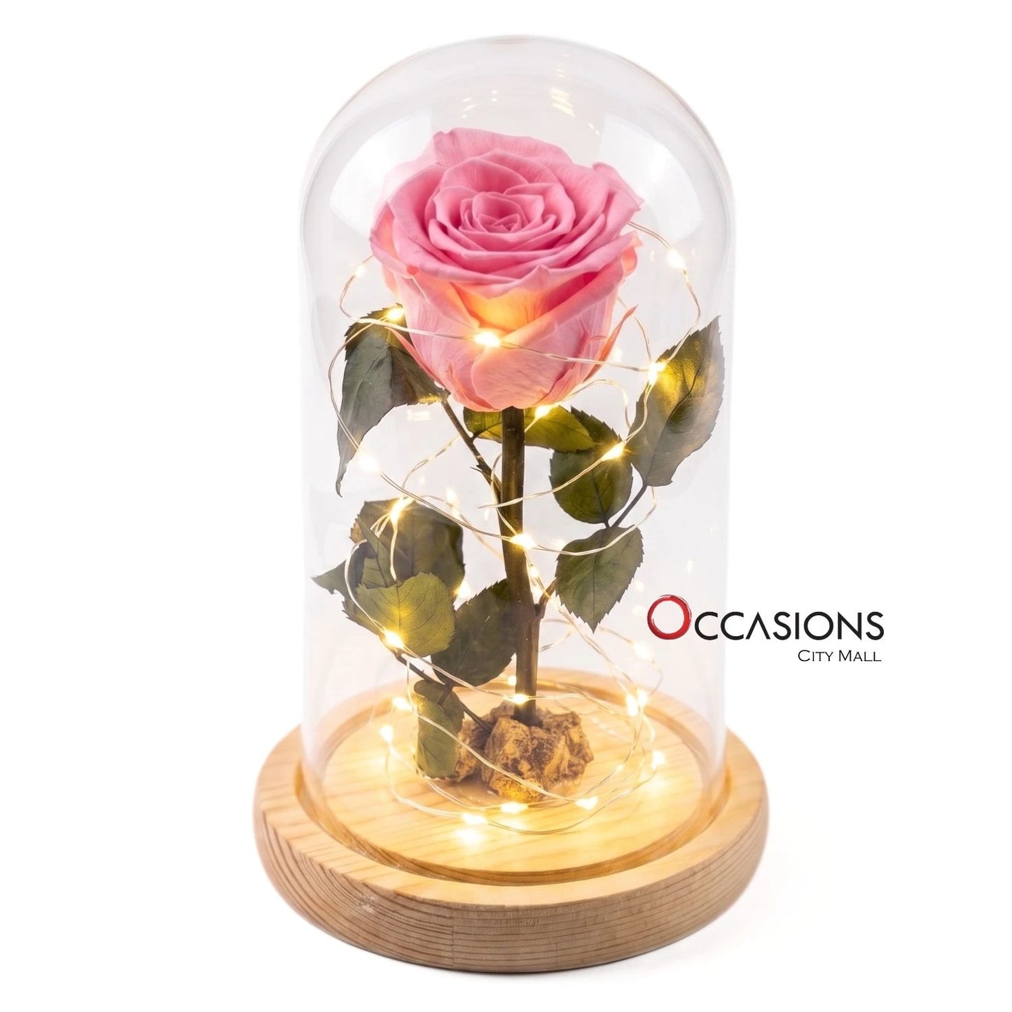 Pink Forever Rose with Light - M