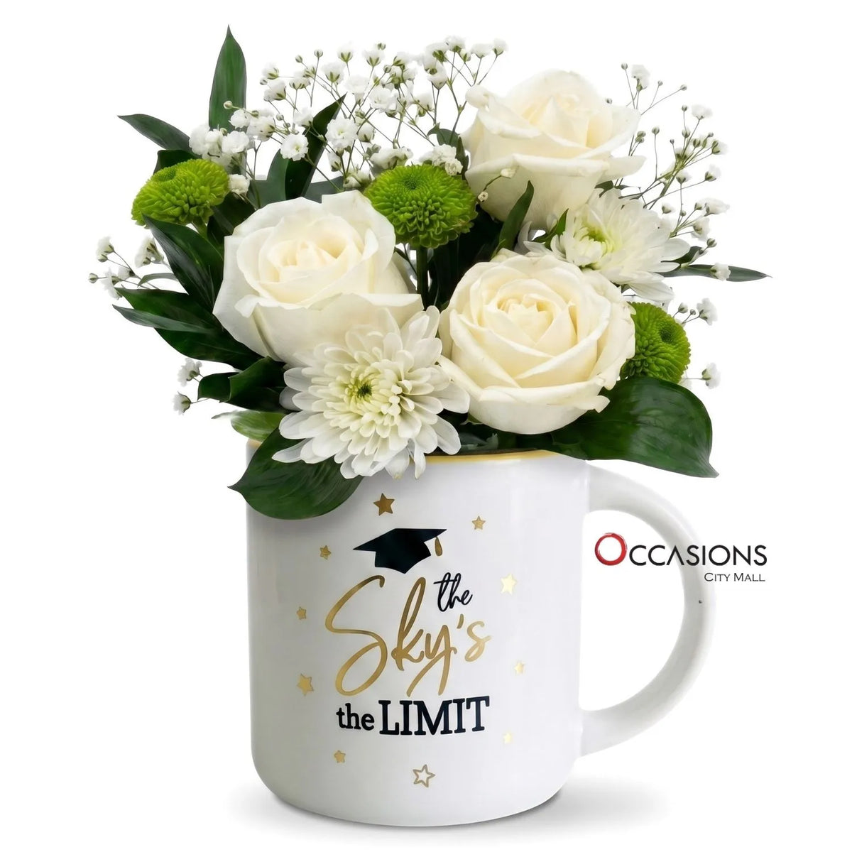 Sky Limit Grad Roses Mug - order online and send flowers to Amman Jordan from the best flower shop in Jordan with same day delivery service