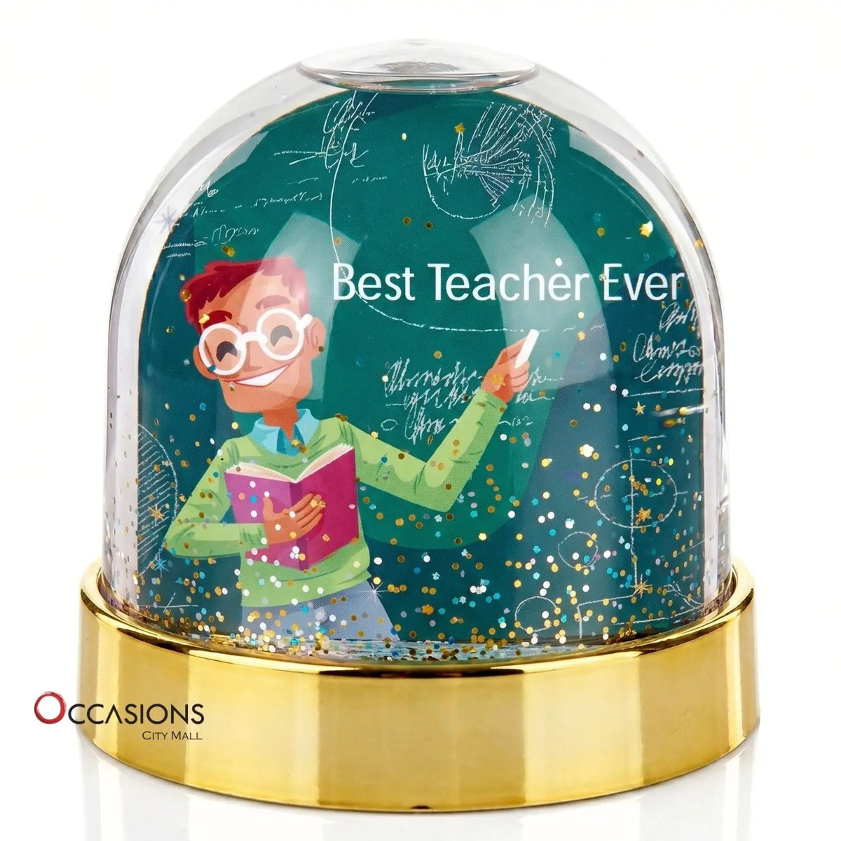Best Teacher Ever Teal Snow Globe
