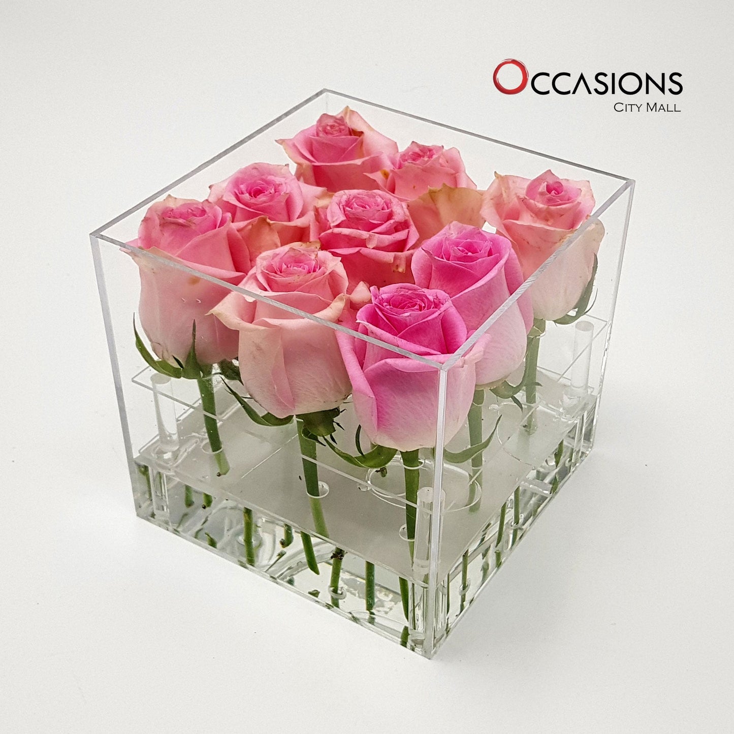 Roses in Acrylic Box - 9 Roses Flowerssend_delivery_Amman_Jordan