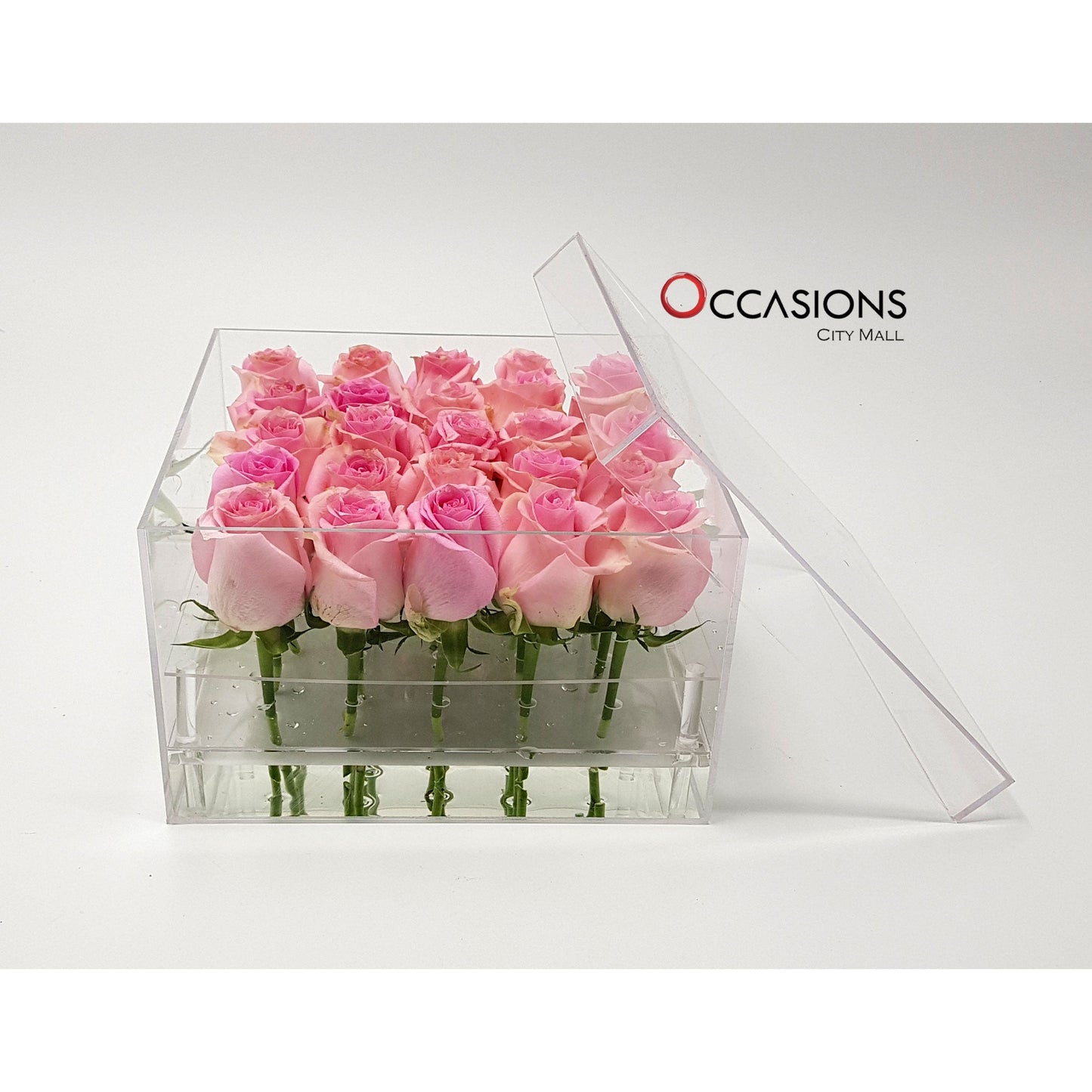 Pink Roses in Acrylic Box - 25