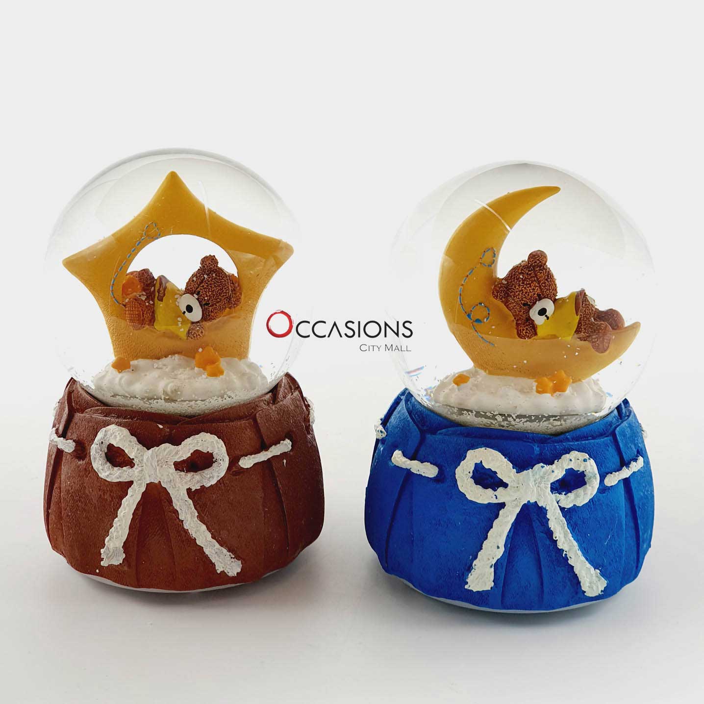 Blue Baby Teddy Snow Globe ( With light)