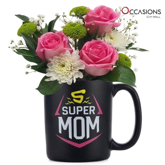 Super Mom Yellow S Roses Mug - order online and send flowers to Amman Jordan from the best flower shop in Jordan with same day delivery service