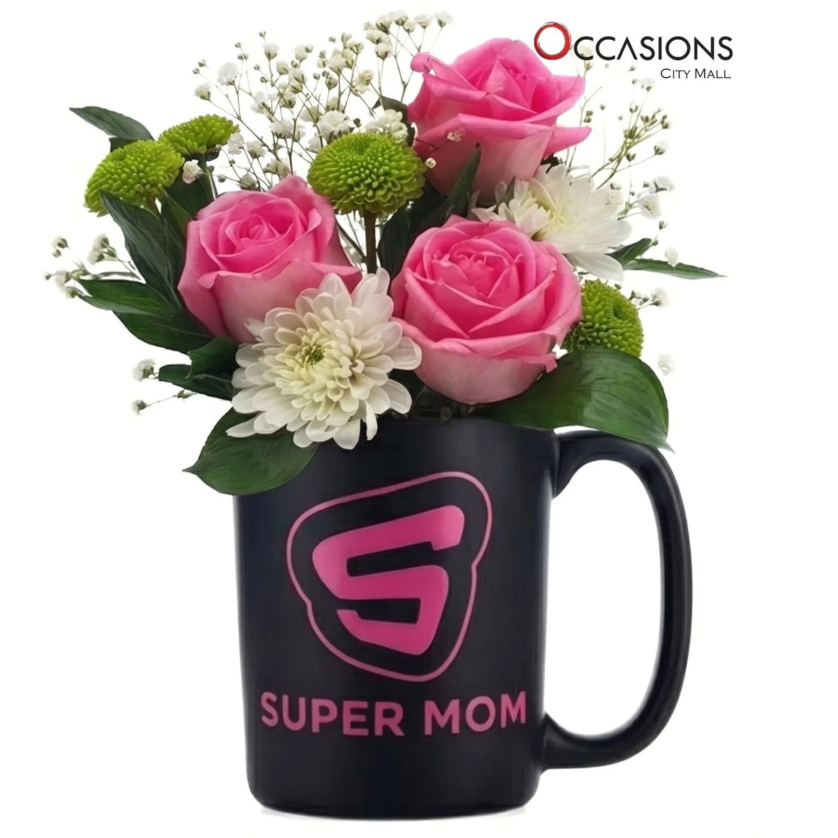 Super Mom S Shield Roses Mug - order online and send flowers to Amman Jordan from the best flower shop in Jordan with same day delivery service