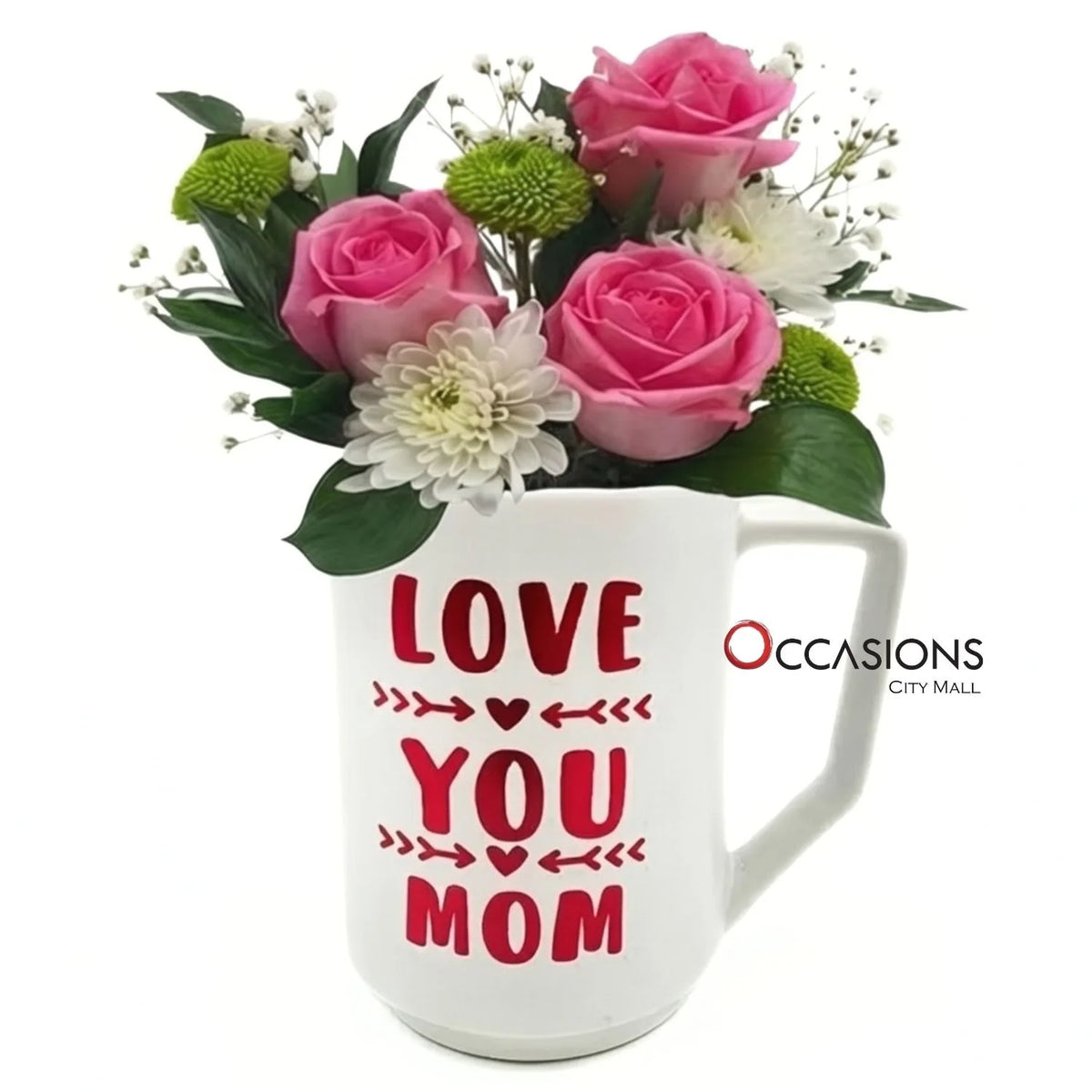 Love You Mom Roses Mug - order online and send flowers to Amman Jordan from the best flower shop in Jordan with same day delivery service
