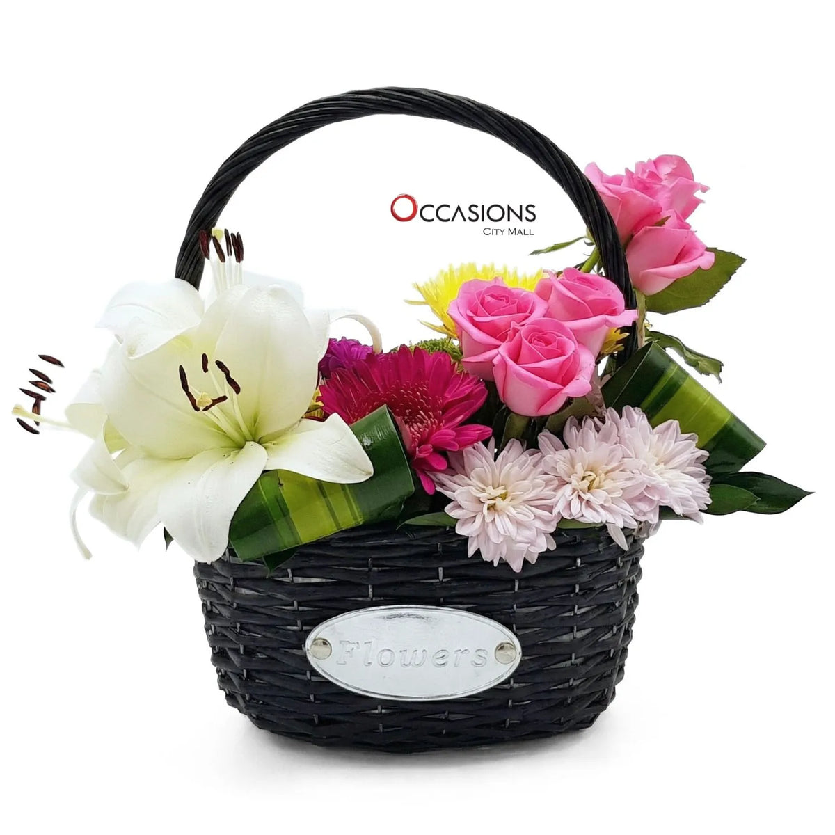 Sunshine Flower Black Basket