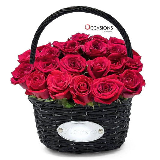 Red Roses Black Basket