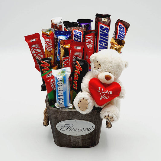 Love You Teddy Chocolate Arrangement