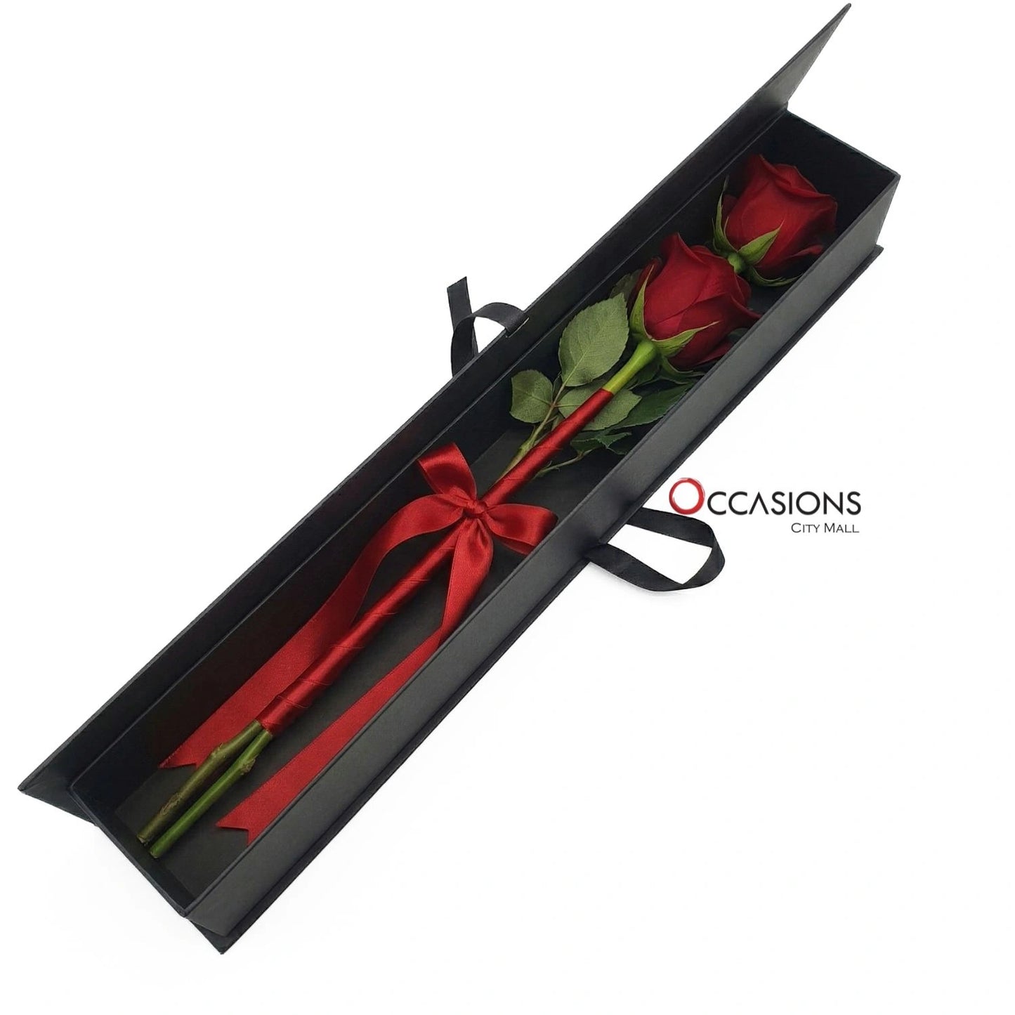 Two Classy Red Roses - Black Box
