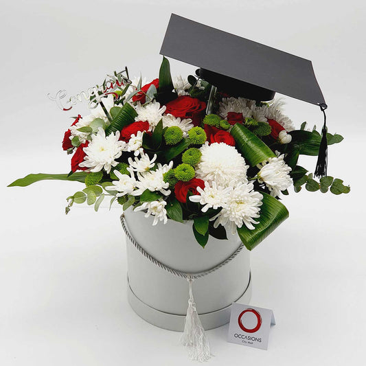 Graduation Flower Arrangement - White