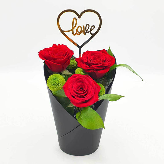 3 Love Roses In Black