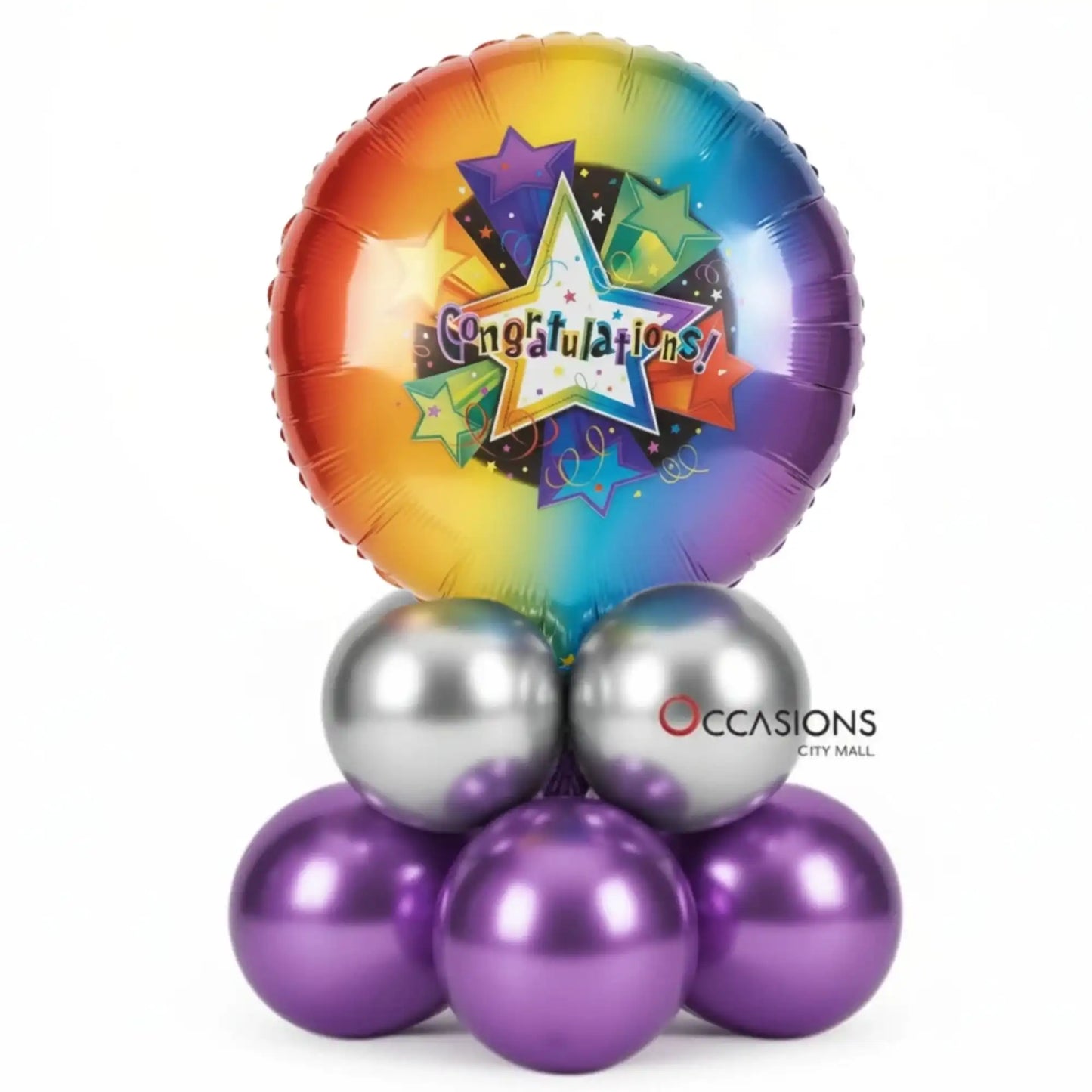 Congrats Rainbow Balloons Centerpiece