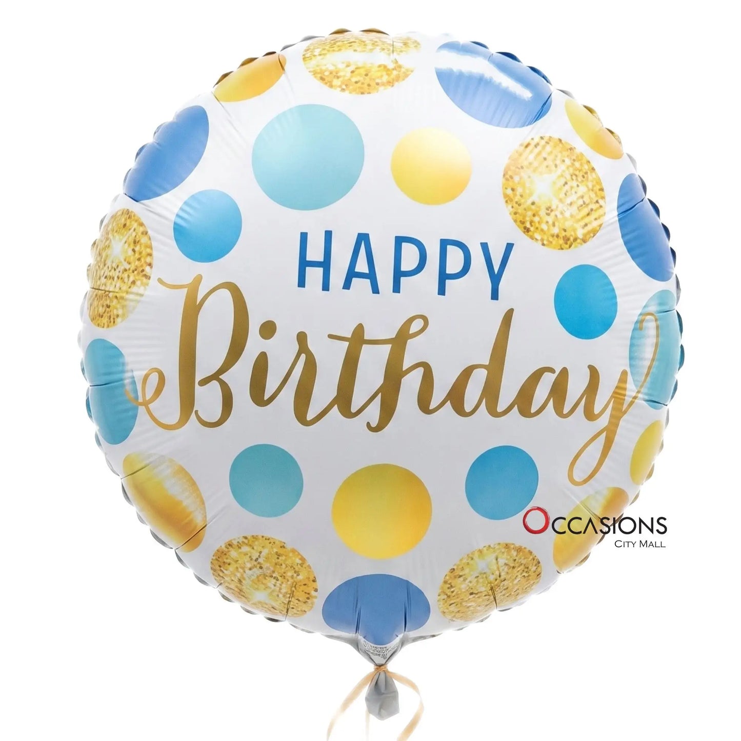 Birthday Blue & Gold Dots Balloon