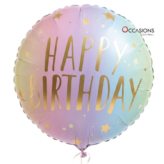 Pastel Gold Stars Birthday Balloon