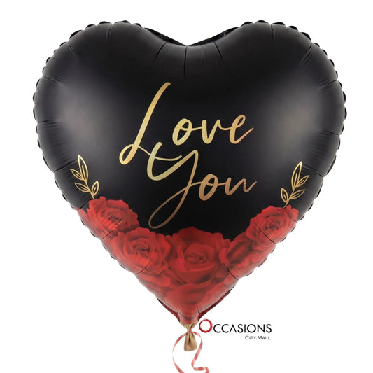 Love You Roses Heart Balloon