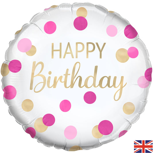 Pink Gold Confetti Birthday Balloon