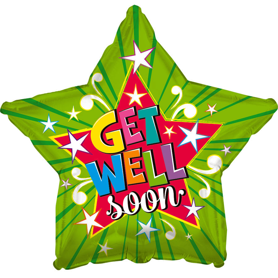 Get Well Soon Lime Burst Balloon