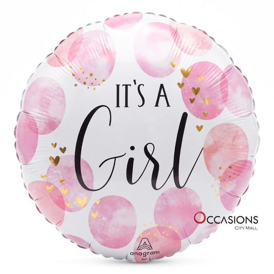 It's A Girl Pink Watercolor Balloon - order online and send balloons to Amman Jordan from the best balloon shop in Jordan with same day delivery service