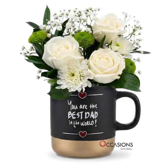 Best Dad Message Flowers Mug