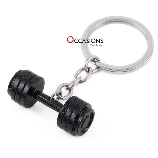 Black Dumbbell Keychain