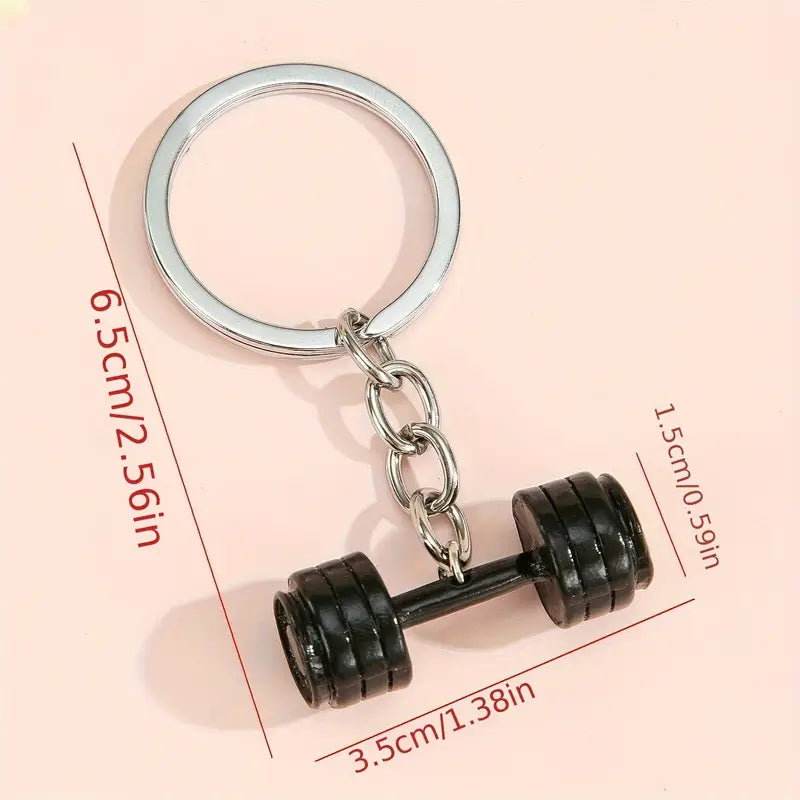 Black Dumbbell Keychain