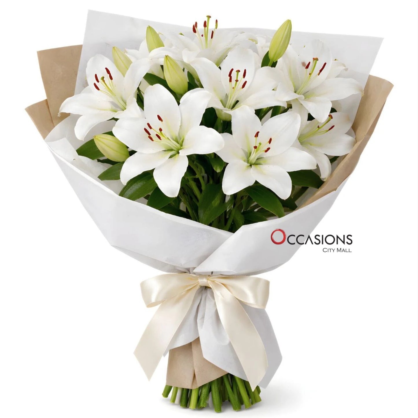 10 White Lily Bouquet