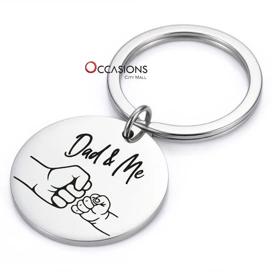 Dad & Me Silver Keychain