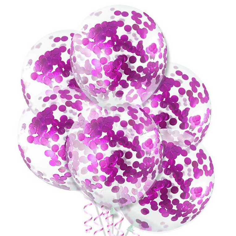 fuchsia confetti Balloons- 6