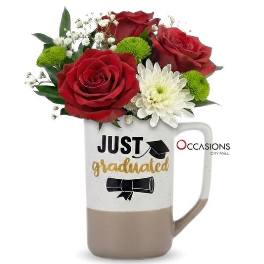 Just Graduated Roses Mug - order online and send flowers to Amman Jordan from the best flower shop in Jordan with same day delivery service