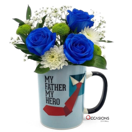 My Father My Hero Flowers Mug - order this flower bouquet online for same day delivery in Amman Jordan