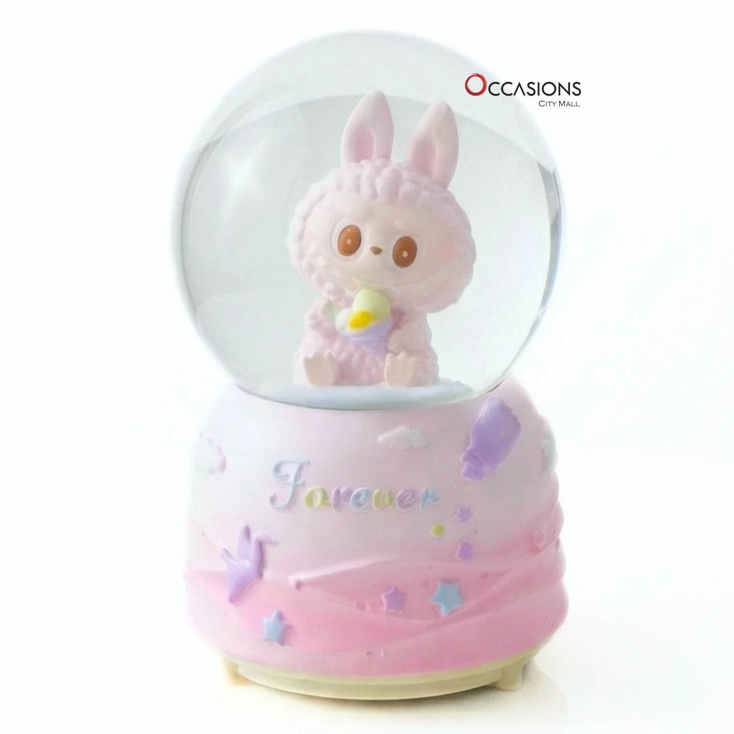 Labubu Snow Globe - Pink (H:13cm) - With Light