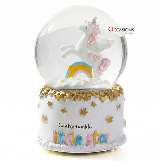 Unicorn Twinkle Snow Globe (Fly) with Light (H:13cm)