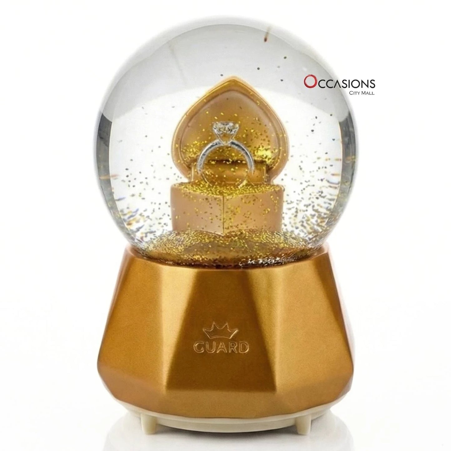 Wedding Gold Ring Snow Globe (H:16cm) - Without Light