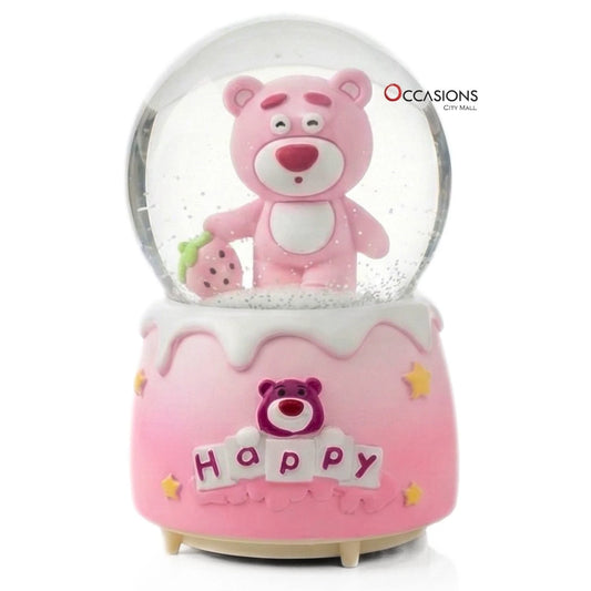 Bear with Strawberry Snow Globe (H:16cm) - With Light