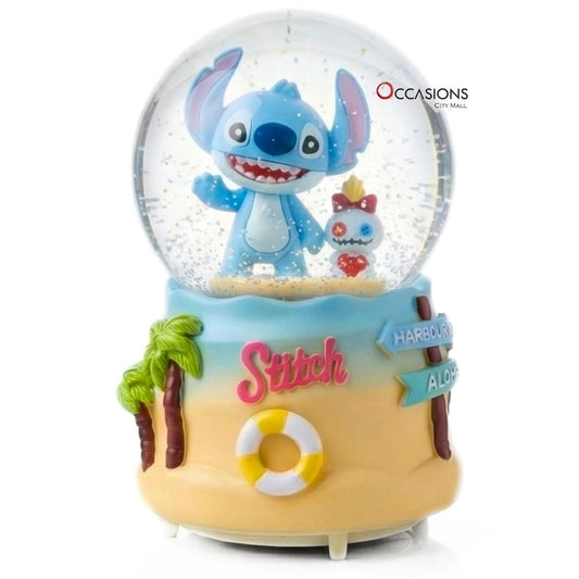 Stitch Beach Snow Globe – Blue (H:16cm) - With Light