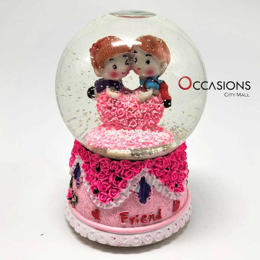 Pink Roses Heart Snow Globe (with Light)