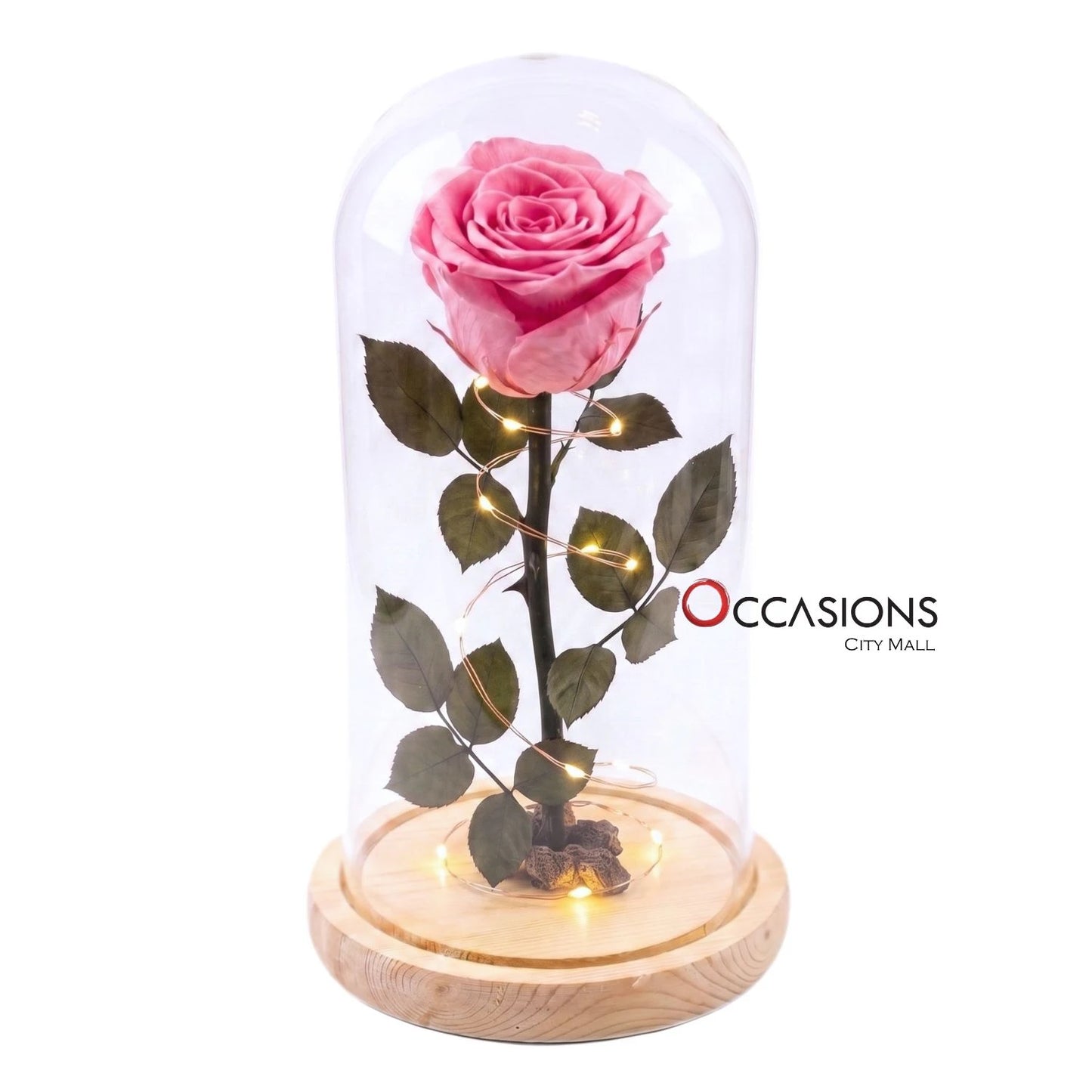 Pink Forever Rose with Light - L