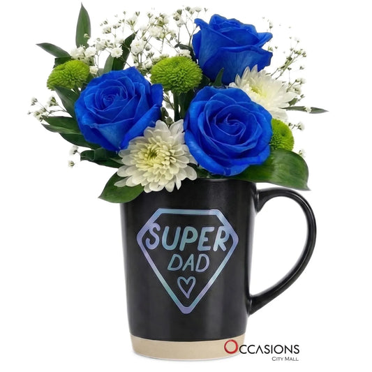 Super Dad Shield Roses Mug - order this flower bouquet online for same day delivery in Amman Jordan