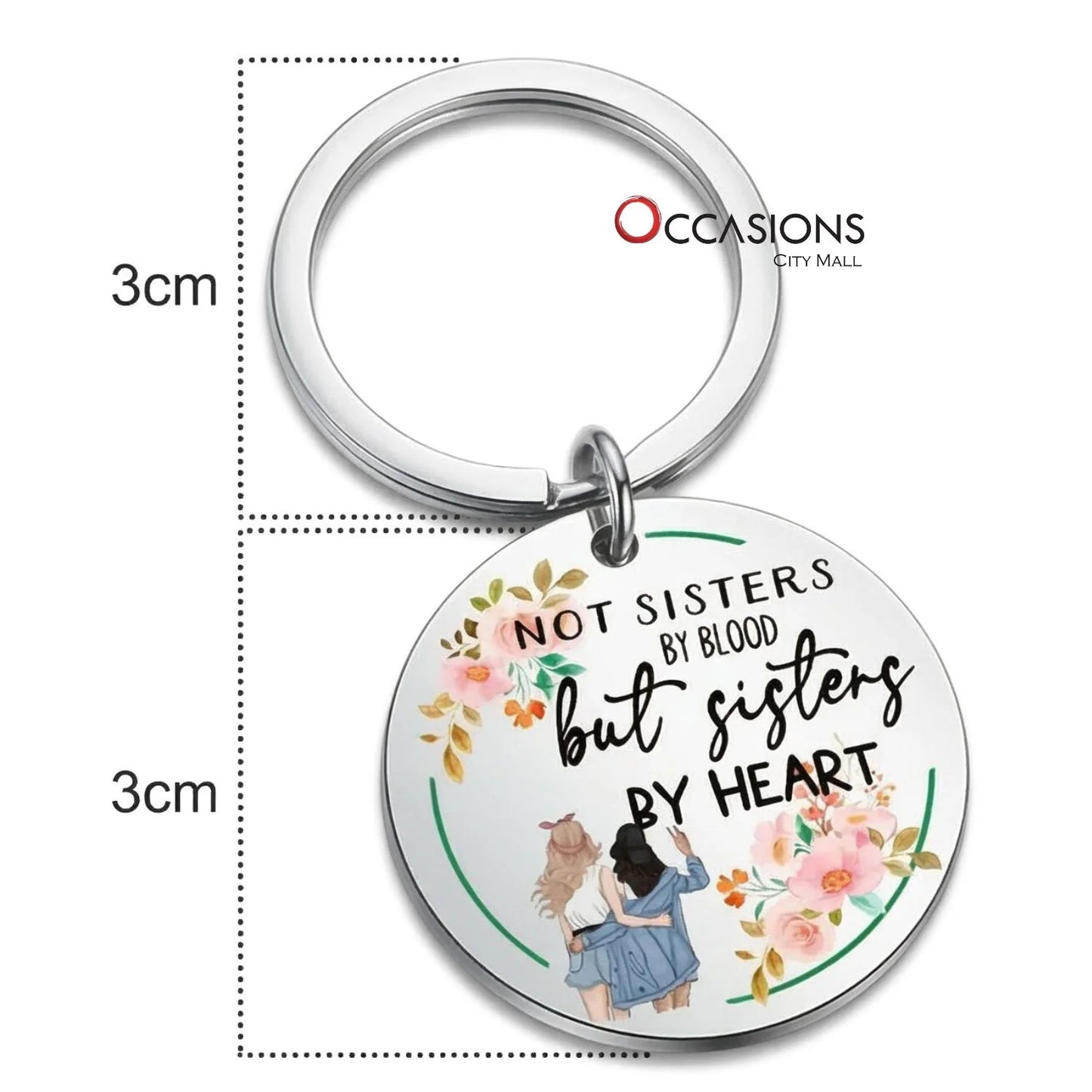 Sisters By Heart Floral Keychain