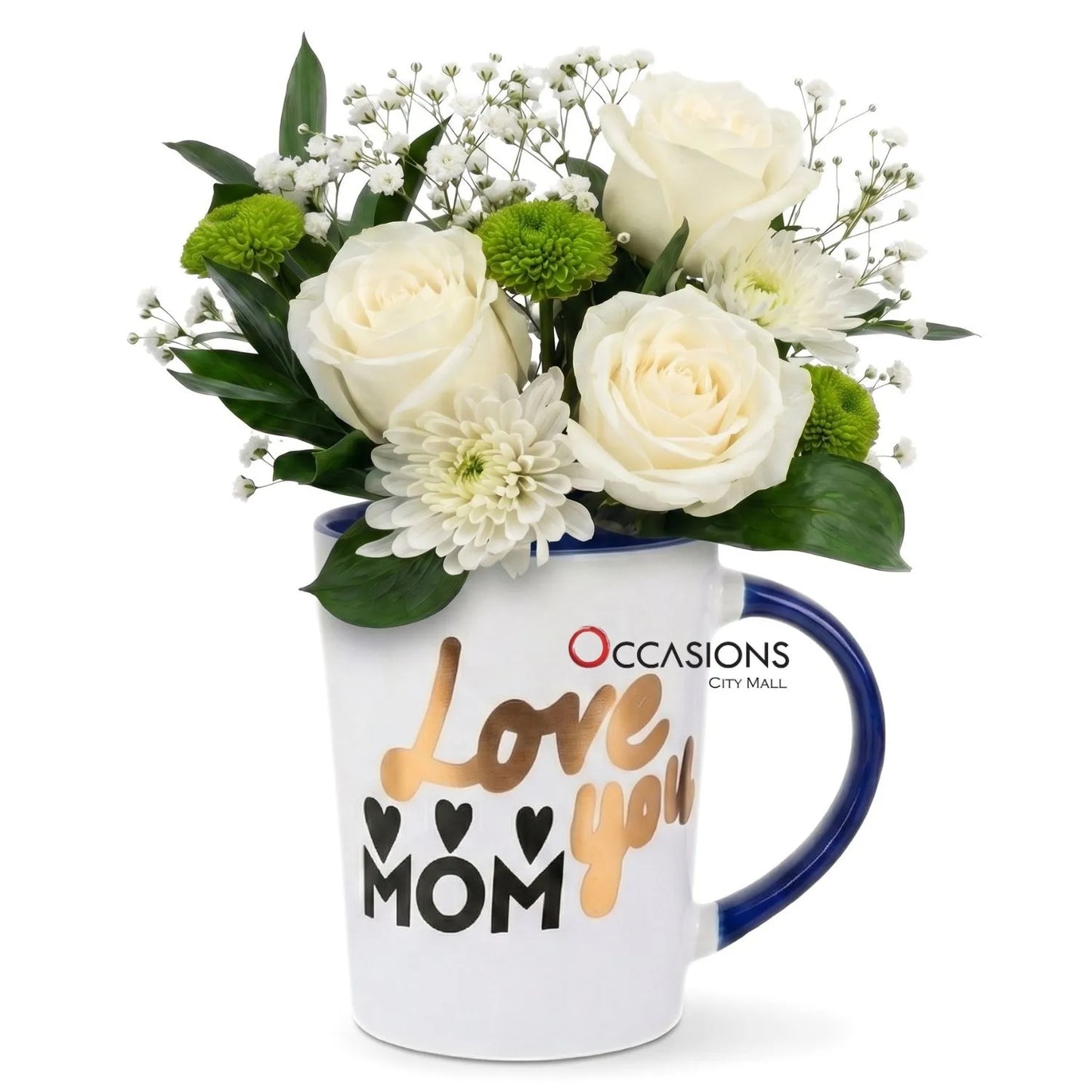 Love Mom, Typography Roses Mug