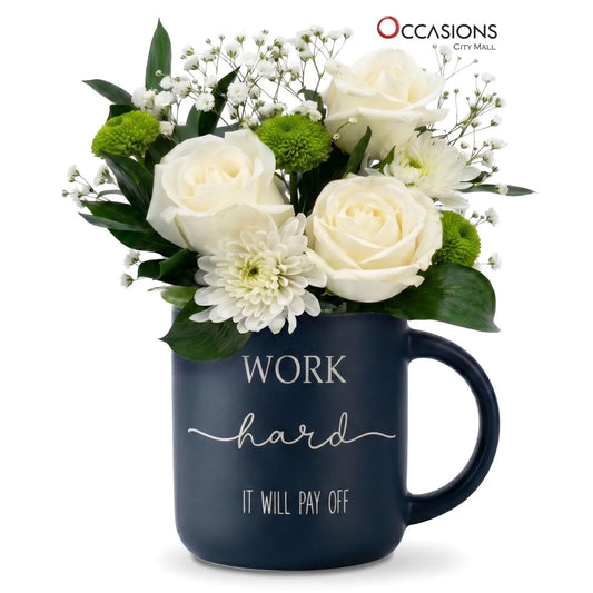 Work Hard Motivation Roses Mug