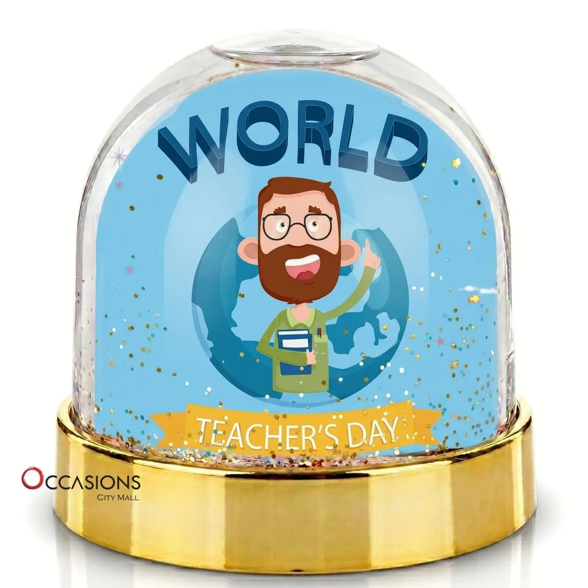 World Teacher Day Male Snow Globe