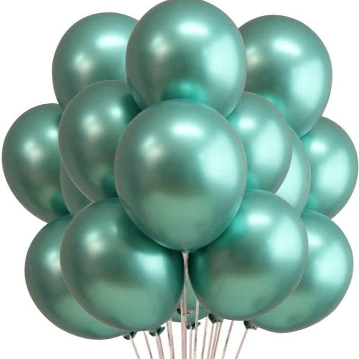 12 Green Chrome Balloons Balloonssend_delivery_Amman_Jordan