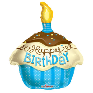 Birthday Cupcake Balloon (Blue) - gift-on-line